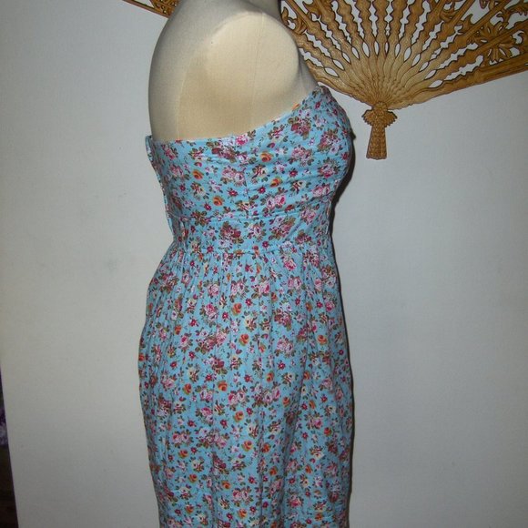 DEB Strapless Blue Floral Dress Juniors 13 - Picture 4 of 12